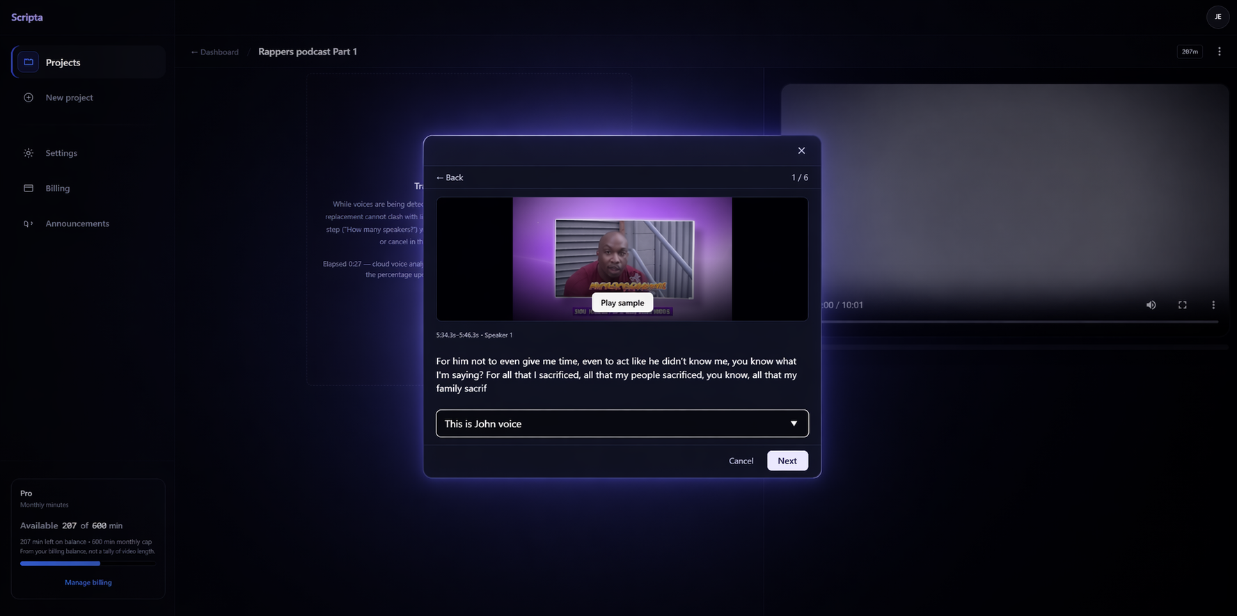 Speaker detection: assign a voice sample to a speaker